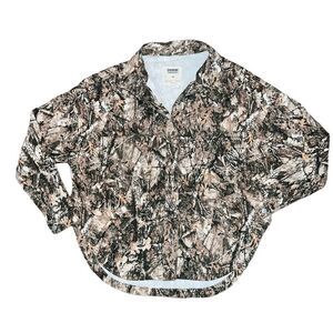 DENIM OBSESSED Green Camo Long Sleeve Shacket Size M